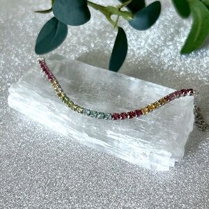 Sterling Silver Rainbow Tourmaline Bracelet NWOT